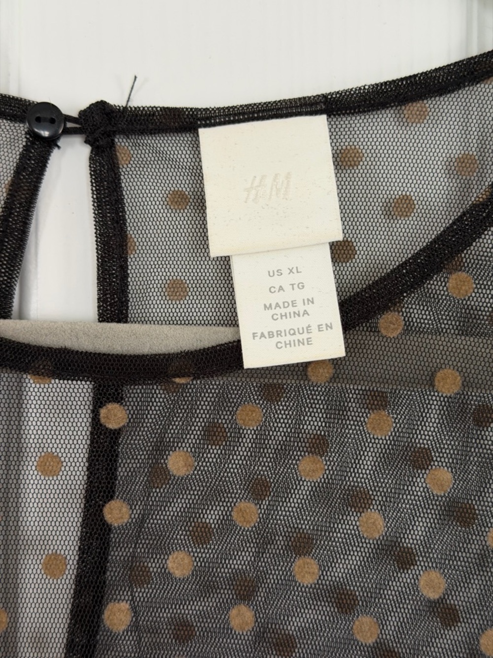 H&M Black Sheer Polka Dot Tiered Midi Long-Sleeve Dress - Picture 3 of 3